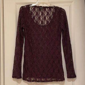 Express sheer floral lace long-sleeve top